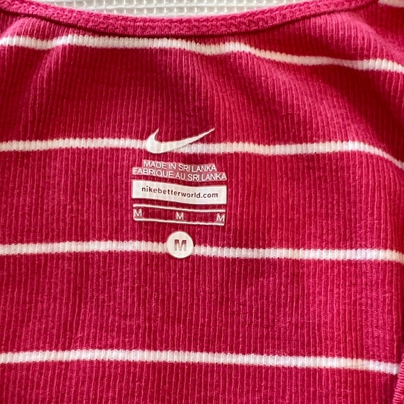 Nike Women's Pink and White Striped Athletic Tank Top - Picture 2 of 5
